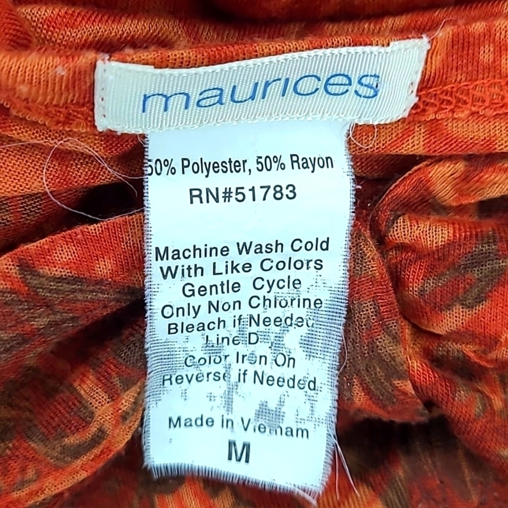 Maurices semi sheer orange short sleeve tee. V-neck with 2 snaps. Size M - Picture 8 of 8